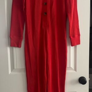 Everlane Vibrant Red Knit onesie ! Beautifully crafted waffle design.